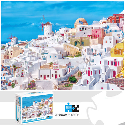 1000 Pieces The Santorini Town Jigsaw Puzzle Home Decor Adults Puzzle Games Family Fun Floor Puzzles Educational Toys for Kids