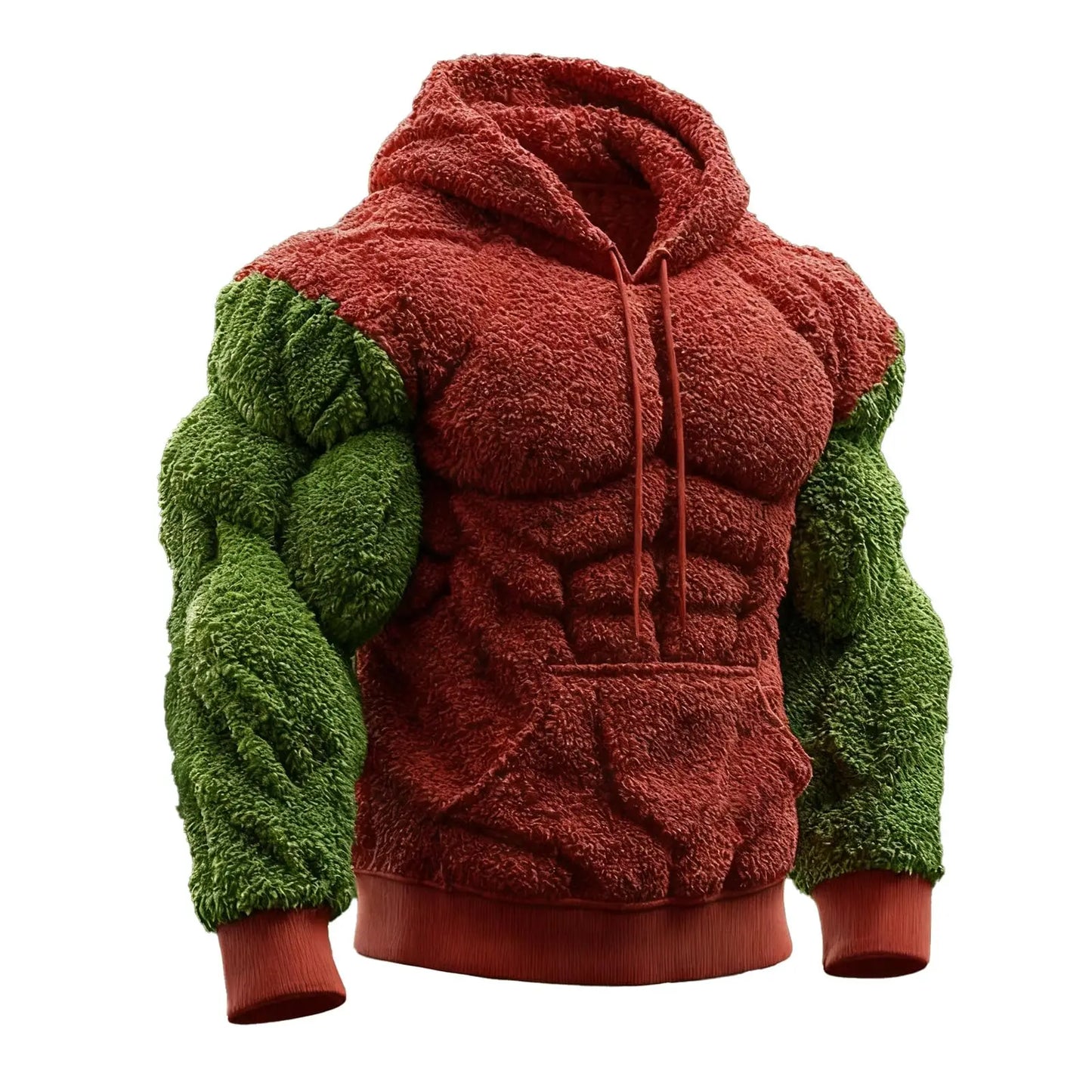 2026 Men's Fashion Flannel Hoodie Pullover Abdominal Muscle Design Sportswear Autumn Winter Casual Long Sleeve Hooded Sweatshirt