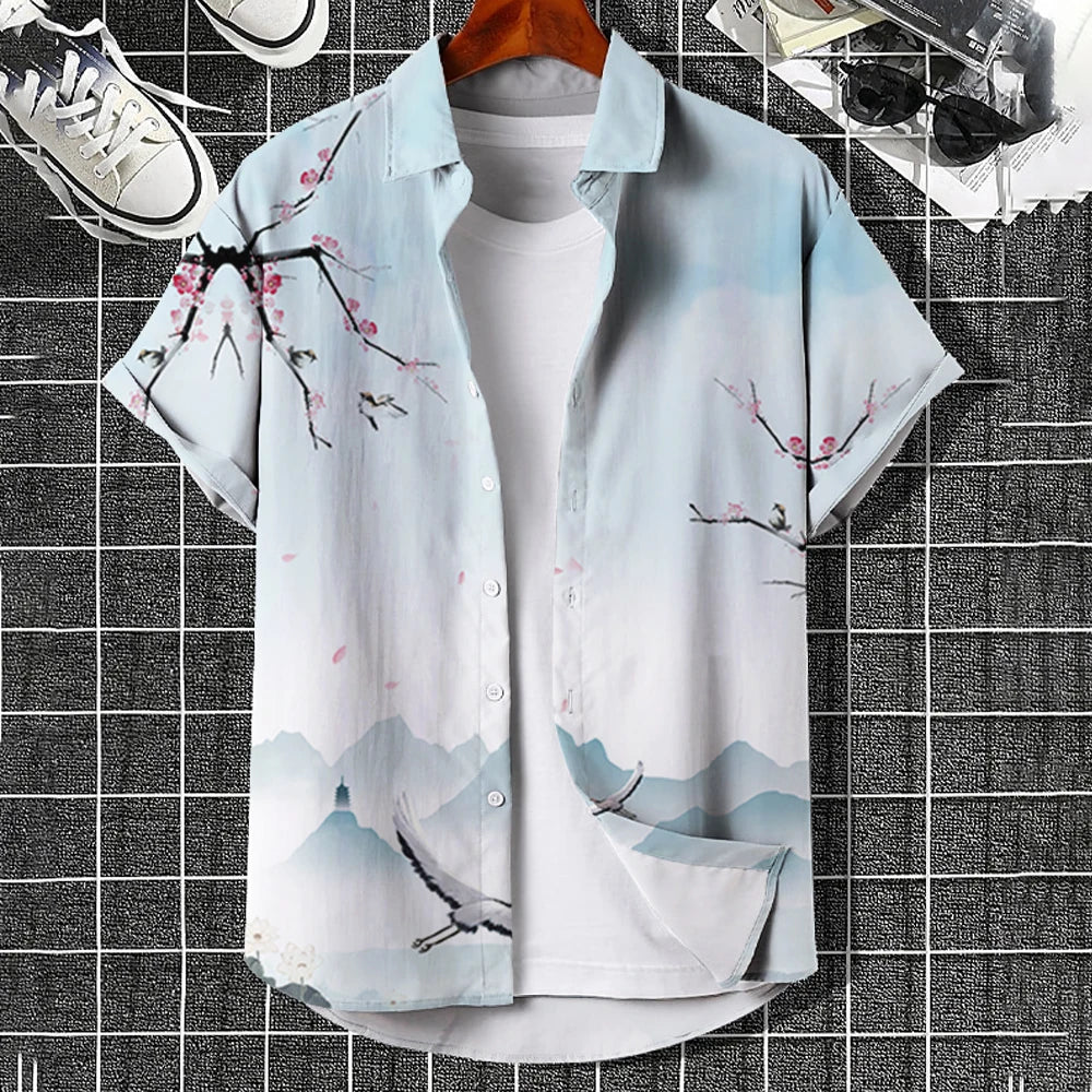 Oversized Hawaiian Simple Men'S Shirt Fashion 3d Printed Casual Retro Top Loose Wear Every Day Short Sleeved Comfort 2023 Summer