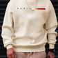 Men's autumn and winter fashionable casual loose Paris graphic print fleece pullover long sleeved round neck sweatshirt