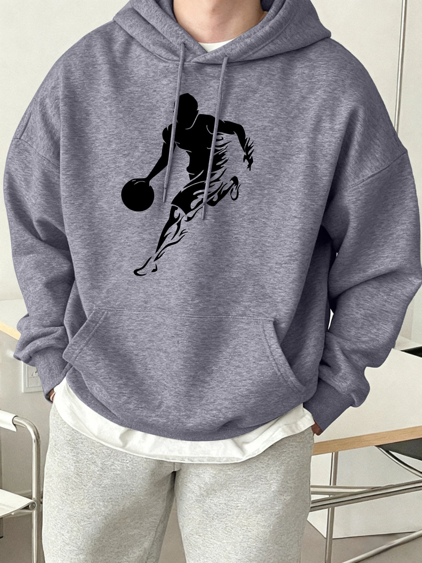 He Is Currently Playing Basketball Prints Men Hoodies Hip Hop Sport Pullovers Casual Loose Streetwear Fleece 12 Color Sweatshirt