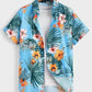 Hawaiian Botanical Flower Print Men's and Women's Short Sleeve Lapel Seaside Button-Down Shirt Top Casual Fashionable Shirts