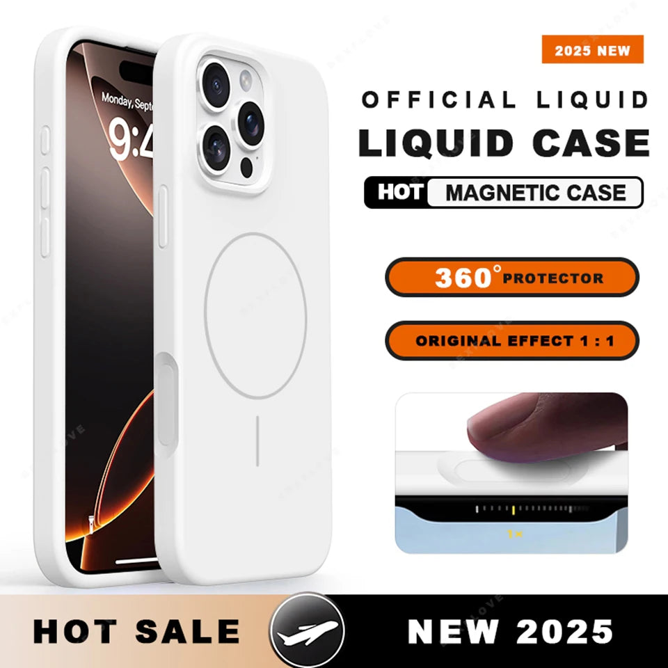 Magnetic Phone Case For iPhone 15 14 16 Plus 16E 11 12 13 16 Pro Max Magsafe Liquid Silicone Official Charging Protector Cover