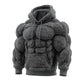 2026 Men's Fashion Flannel Hoodie Pullover Abdominal Muscle Design Sportswear Autumn Winter Casual Long Sleeve Hooded Sweatshirt