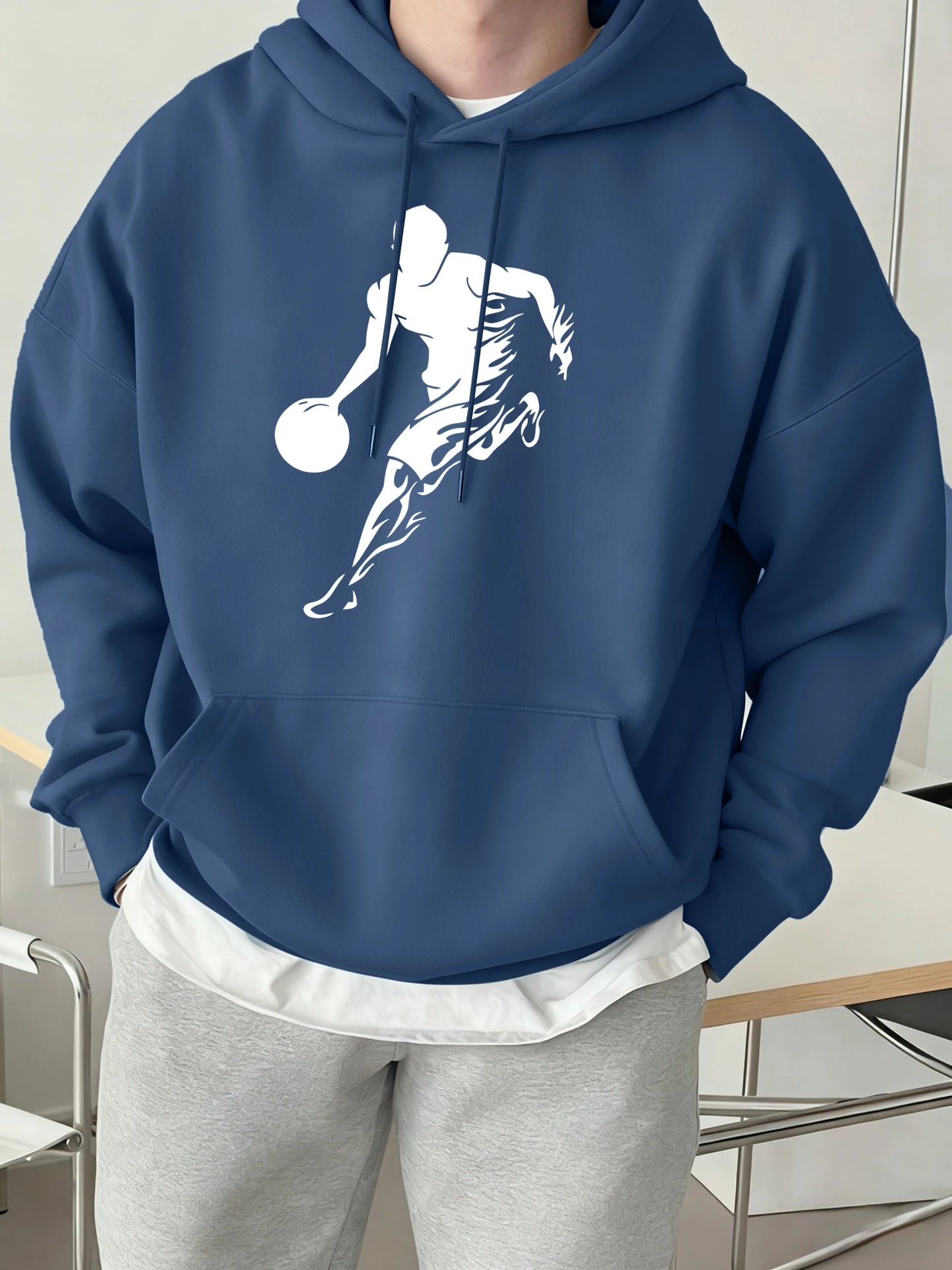 He Is Currently Playing Basketball Prints Men Hoodies Hip Hop Sport Pullovers Casual Loose Streetwear Fleece 12 Color Sweatshirt