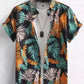 Hawaiian Botanical Flower Print Men's and Women's Short Sleeve Lapel Seaside Button-Down Shirt Top Casual Fashionable Shirts