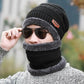 Fashion Men Knitted Hat Scarf Caps Neck Warmer Winter Hats for Men Skullies Beanies Warm Fleece Cap