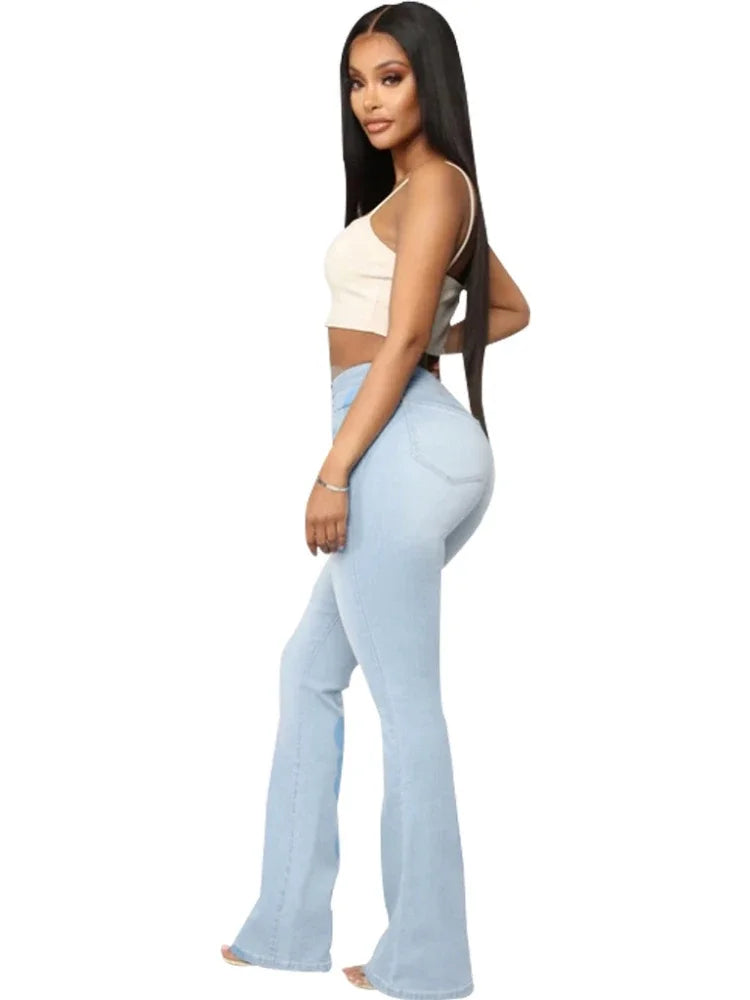 Jeans Women Flare Pants Long Pant Slim Fit High Waist Sexy Hip Wrap Bodycon Denim Trousers Elegant Simple Summer 2026 Mom