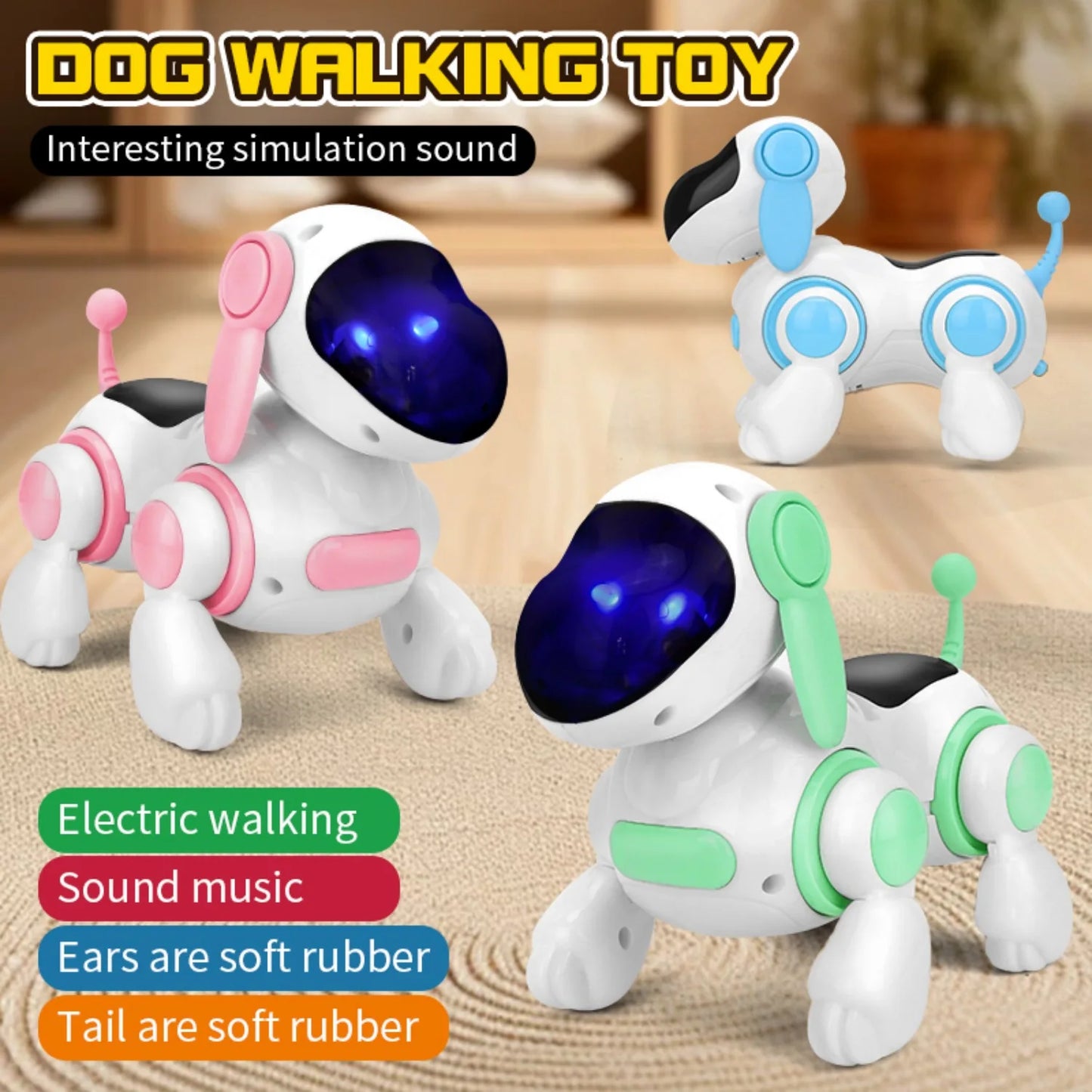 Electronic intelligent interactive robot dog, crawling dog toy with lights and music simulation, singing and interactive childre
