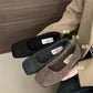 Fashion Square Toe Fleece Flet Ballet Flats Woman Winter Warm Wool Mary Jane Shoes Ladies Brand Design Elegant Plush Loafers