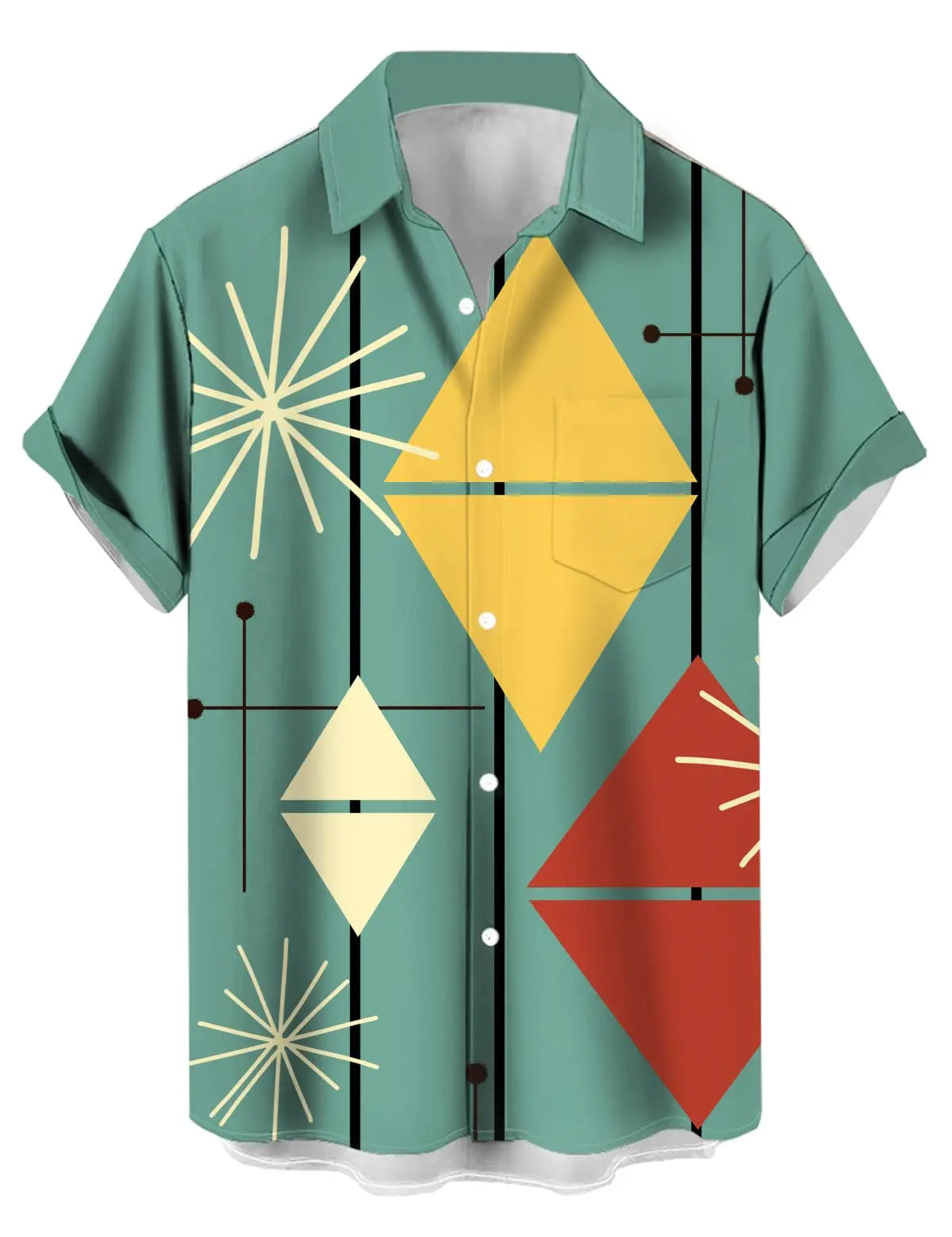 Men's and women's short-sleeved vacation shirts summer casual fashion lapel short-sleeved shirts abstract graphic print tops