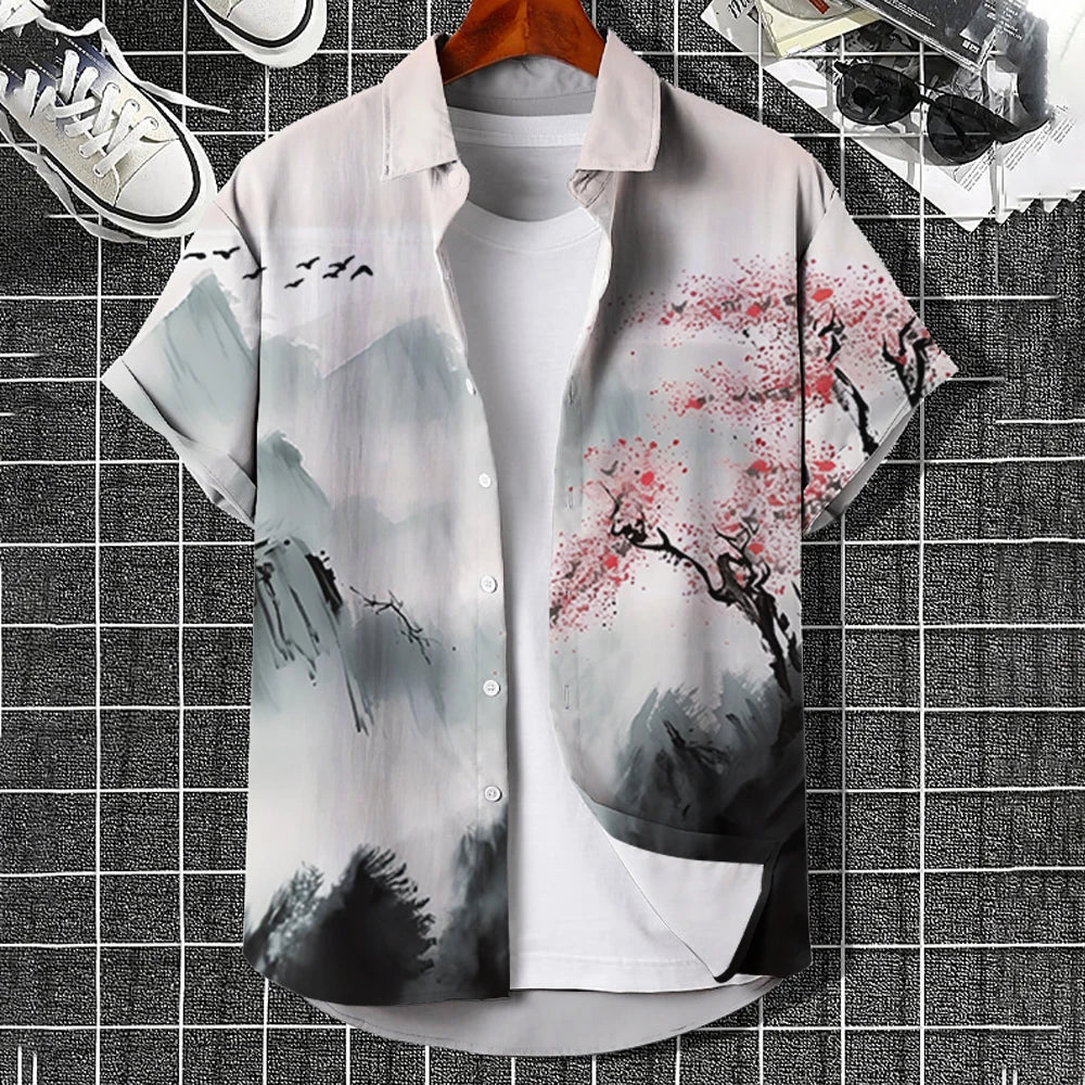 Oversized Hawaiian Simple Men'S Shirt Fashion 3d Printed Casual Retro Top Loose Wear Every Day Short Sleeved Comfort 2023 Summer