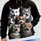 Men's Samurai Cat 3d Print Graphic Hoodies Men Fashion Oversized Hoodie Sweatshirt Coat Sweat Mens Clothes Sudaderas