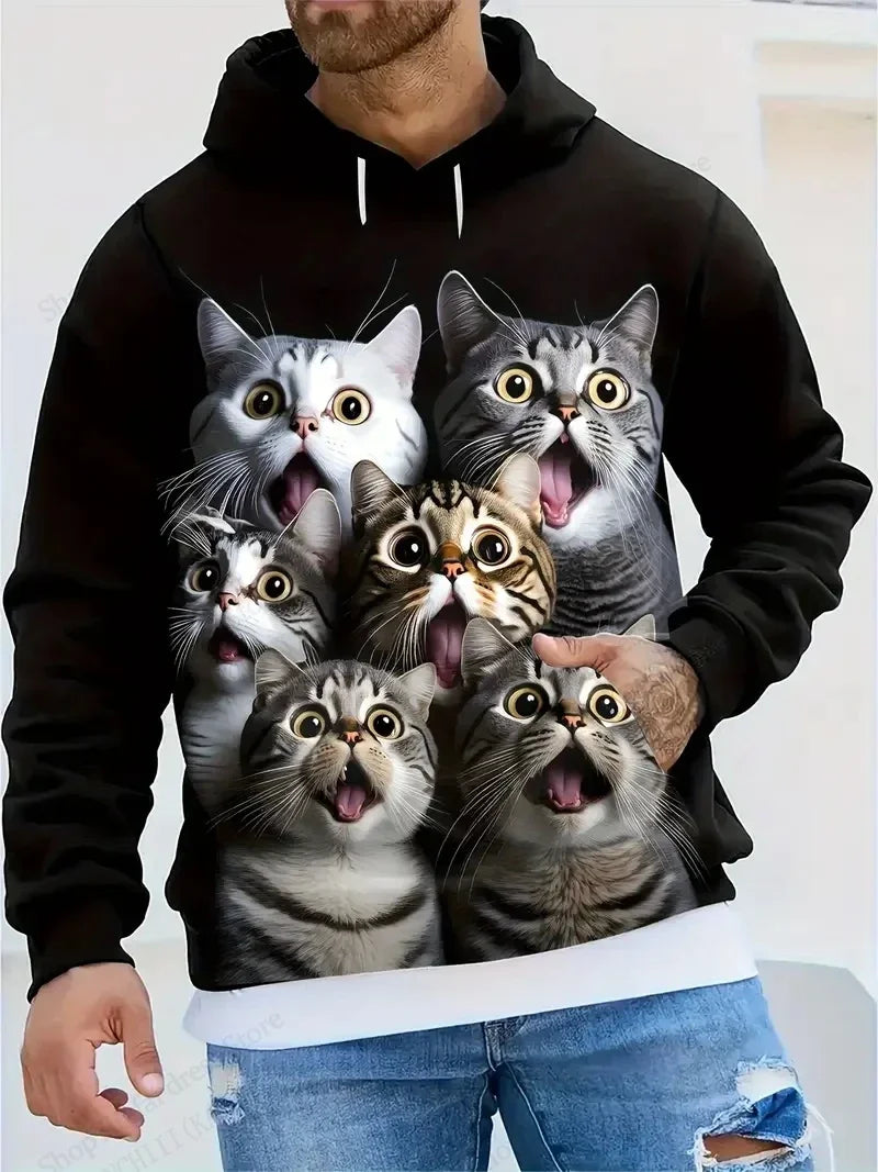 Men's Samurai Cat 3d Print Graphic Hoodies Men Fashion Oversized Hoodie Sweatshirt Coat Sweat Mens Clothes Sudaderas