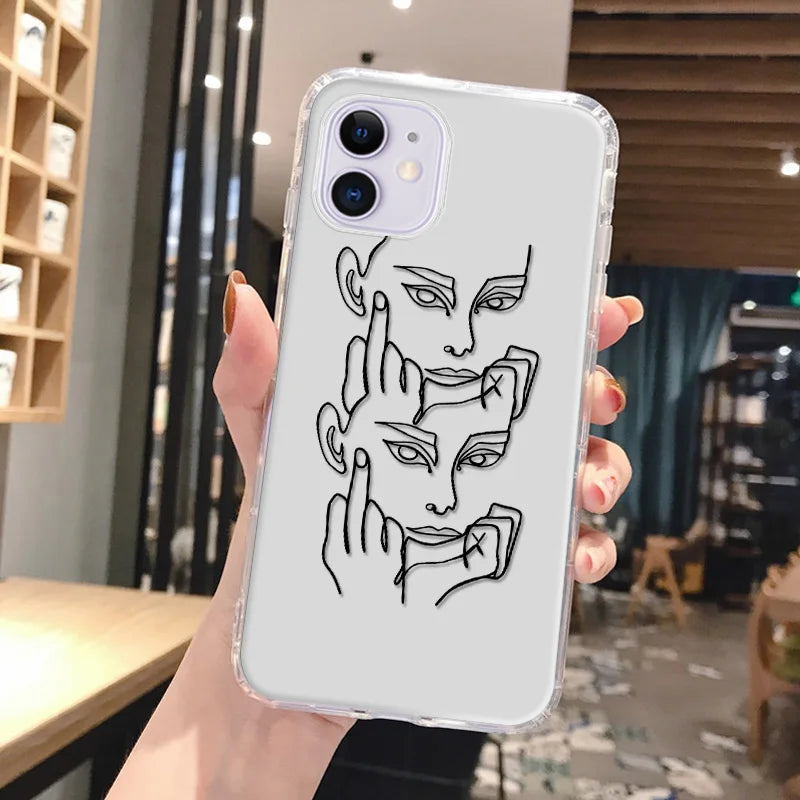 Aesthetic Cases For iPhone 14 Cases Iphone 11 13 15 Pro Max 12 Pro XR 7 8 SE 2022 2020 X Xs 6 Plus 13 Mini Silicon Fundas Cover