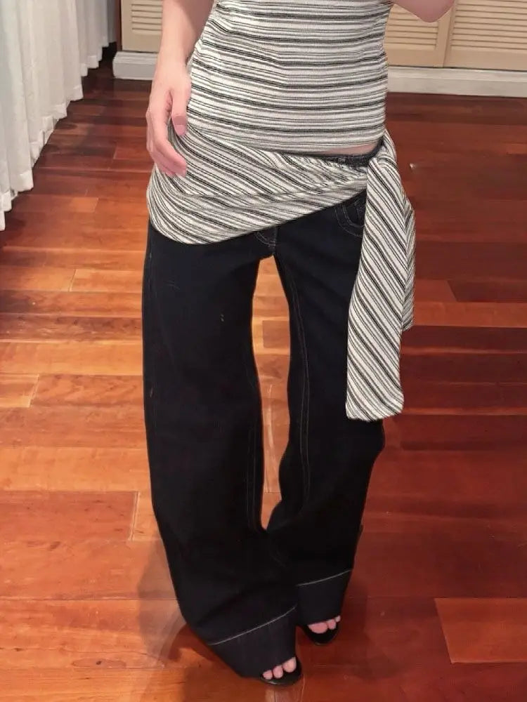 American Vintage Low Waist Wide Leg Jeans Women Spring Autumn Loose Drapey Tall Extended Length Hot Girls Casual Wide Leg Pants