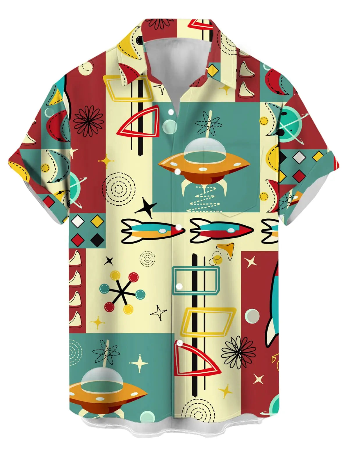 Men's and women's short-sleeved vacation shirts summer casual fashion lapel short-sleeved shirts abstract graphic print tops