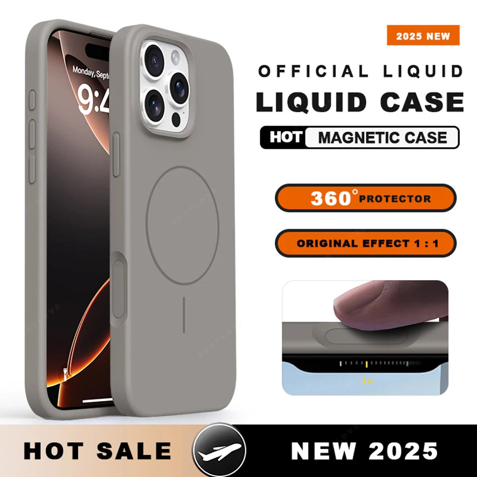 Magnetic Phone Case For iPhone 15 14 16 Plus 16E 11 12 13 16 Pro Max Magsafe Liquid Silicone Official Charging Protector Cover