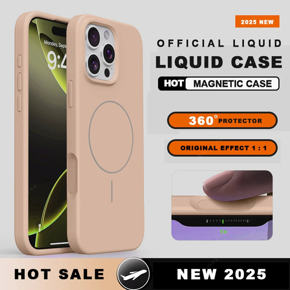 Magnetic Phone Case For iPhone 15 14 16 Plus 16E 11 12 13 16 Pro Max Magsafe Liquid Silicone Official Charging Protector Cover