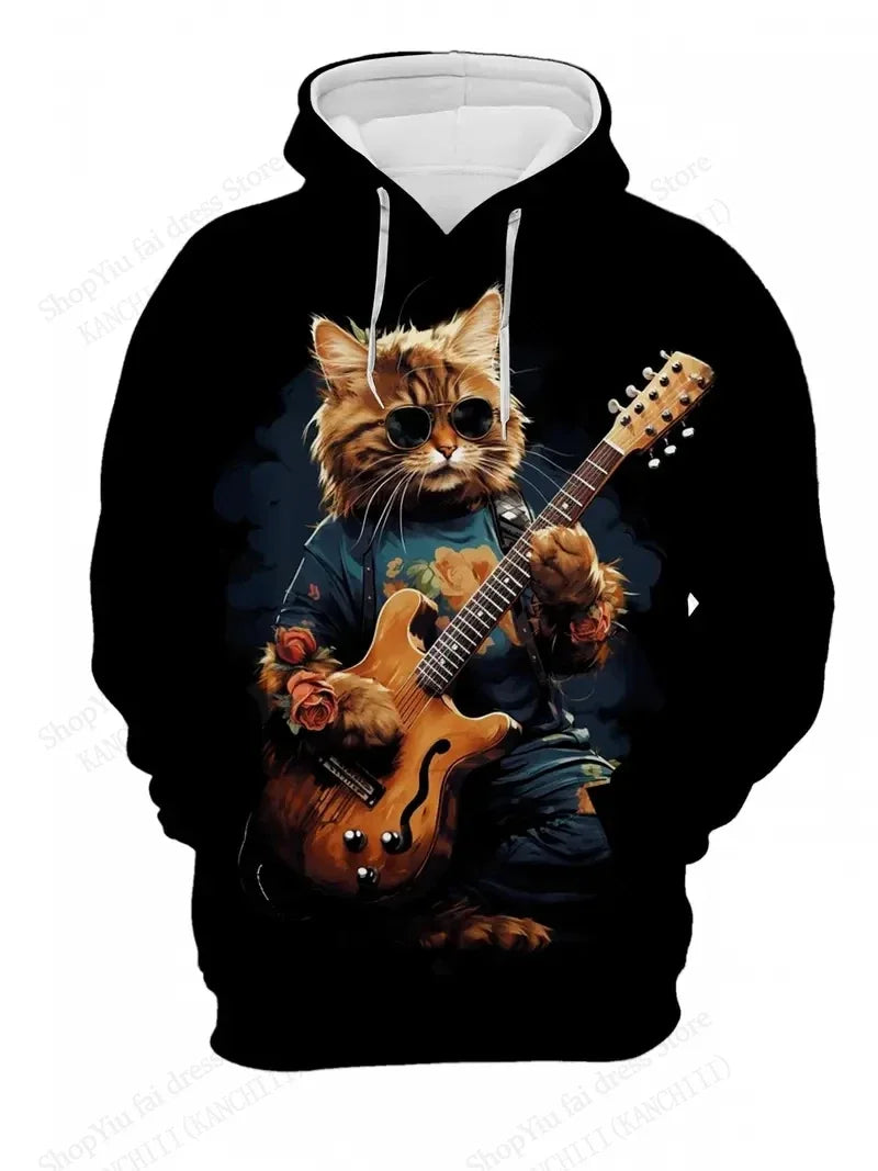 Men's Samurai Cat 3d Print Graphic Hoodies Men Fashion Oversized Hoodie Sweatshirt Coat Sweat Mens Clothes Sudaderas