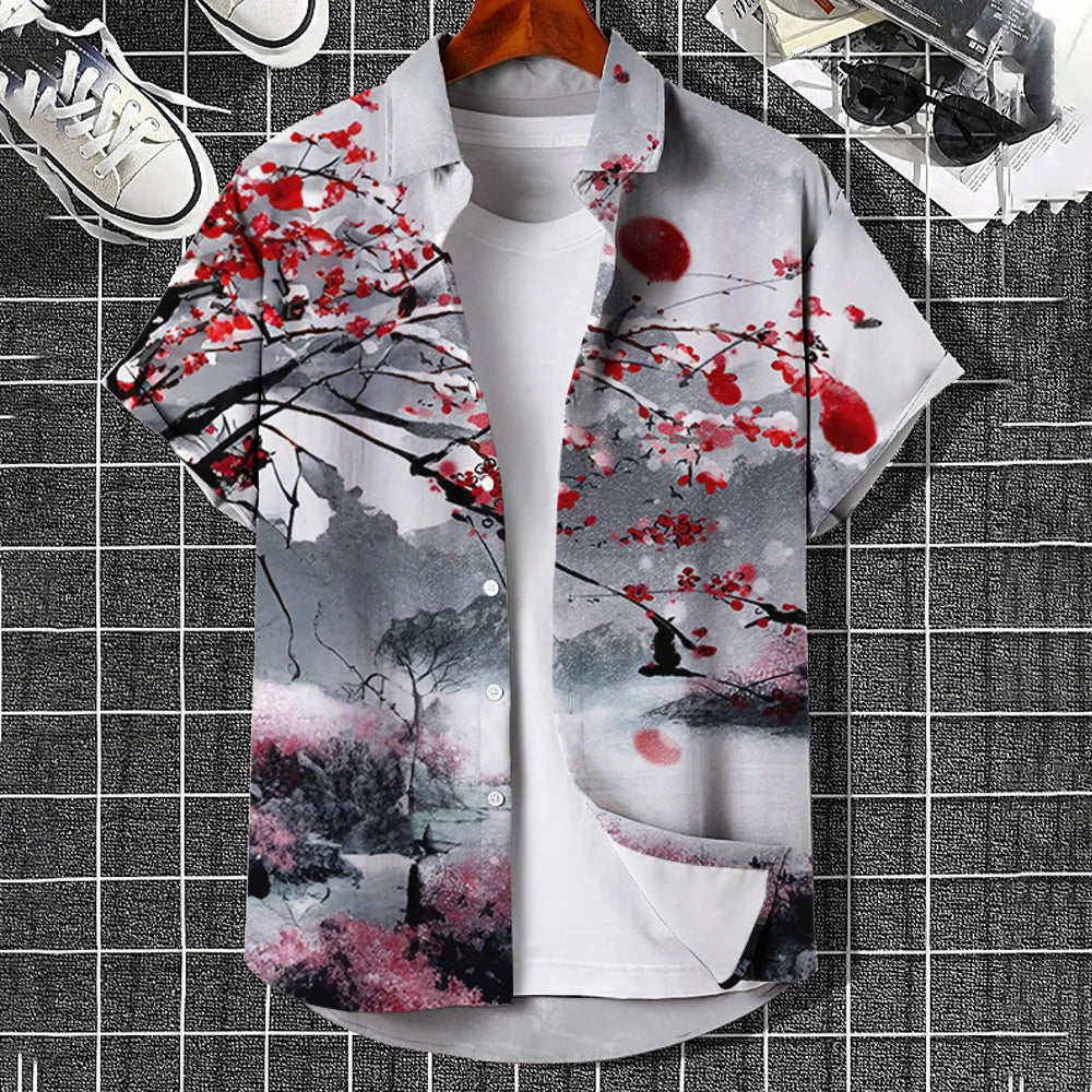 Oversized Hawaiian Simple Men'S Shirt Fashion 3d Printed Casual Retro Top Loose Wear Every Day Short Sleeved Comfort 2023 Summer