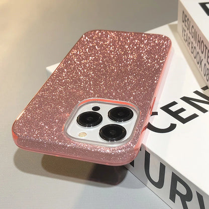 Glitter Bling Gradient Hard PC Thicken Case For iPhone 17 11 12 13 14 15 16 Pro Max Mini Plus X XR XS Shockproof Bumper Cover