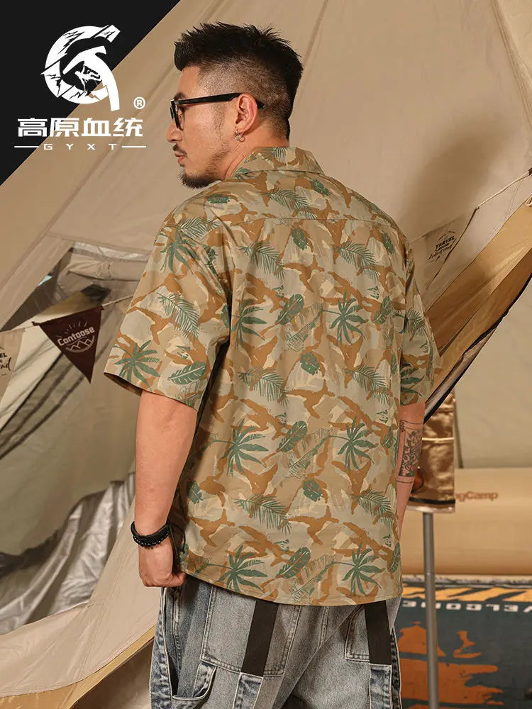 Summer Short-sleeved Floral Shirt Men Retro Hong Kong Style Quick-drying Summer Cardigan Trendy