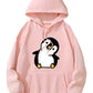 2025 Autumn and Winter Cute Penguin Print Hoodie Women's Casual Long Sleeve Pullover Autumn and Winter Personality Retro Y2K Top