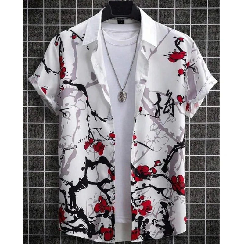 Oversized Hawaiian Simple Men'S Shirt Fashion 3d Printed Casual Retro Top Loose Wear Every Day Short Sleeved Comfort 2023 Summer