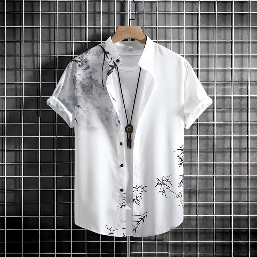 Oversized Hawaiian Simple Men'S Shirt Fashion 3d Printed Casual Retro Top Loose Wear Every Day Short Sleeved Comfort 2023 Summer