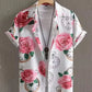 Hawaiian Botanical Flower Print Men's and Women's Short Sleeve Lapel Seaside Button-Down Shirt Top Casual Fashionable Shirts