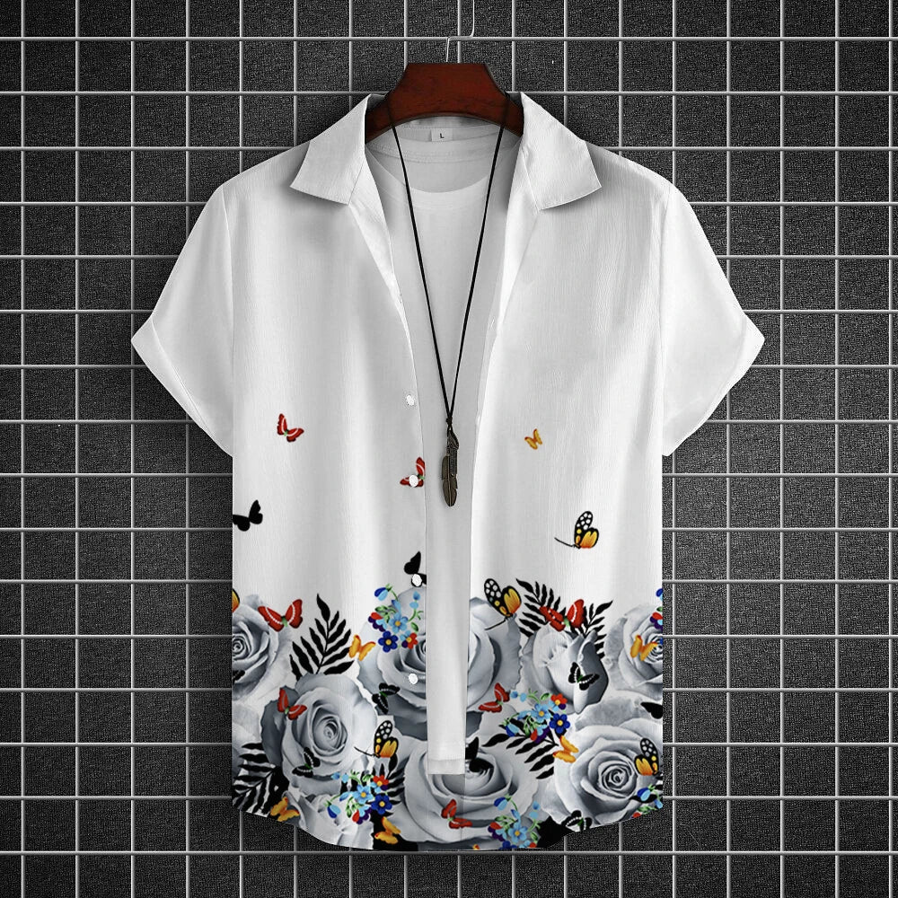 Oversized Hawaiian Simple Men'S Shirt Fashion 3d Printed Casual Retro Top Loose Wear Every Day Short Sleeved Comfort 2023 Summer