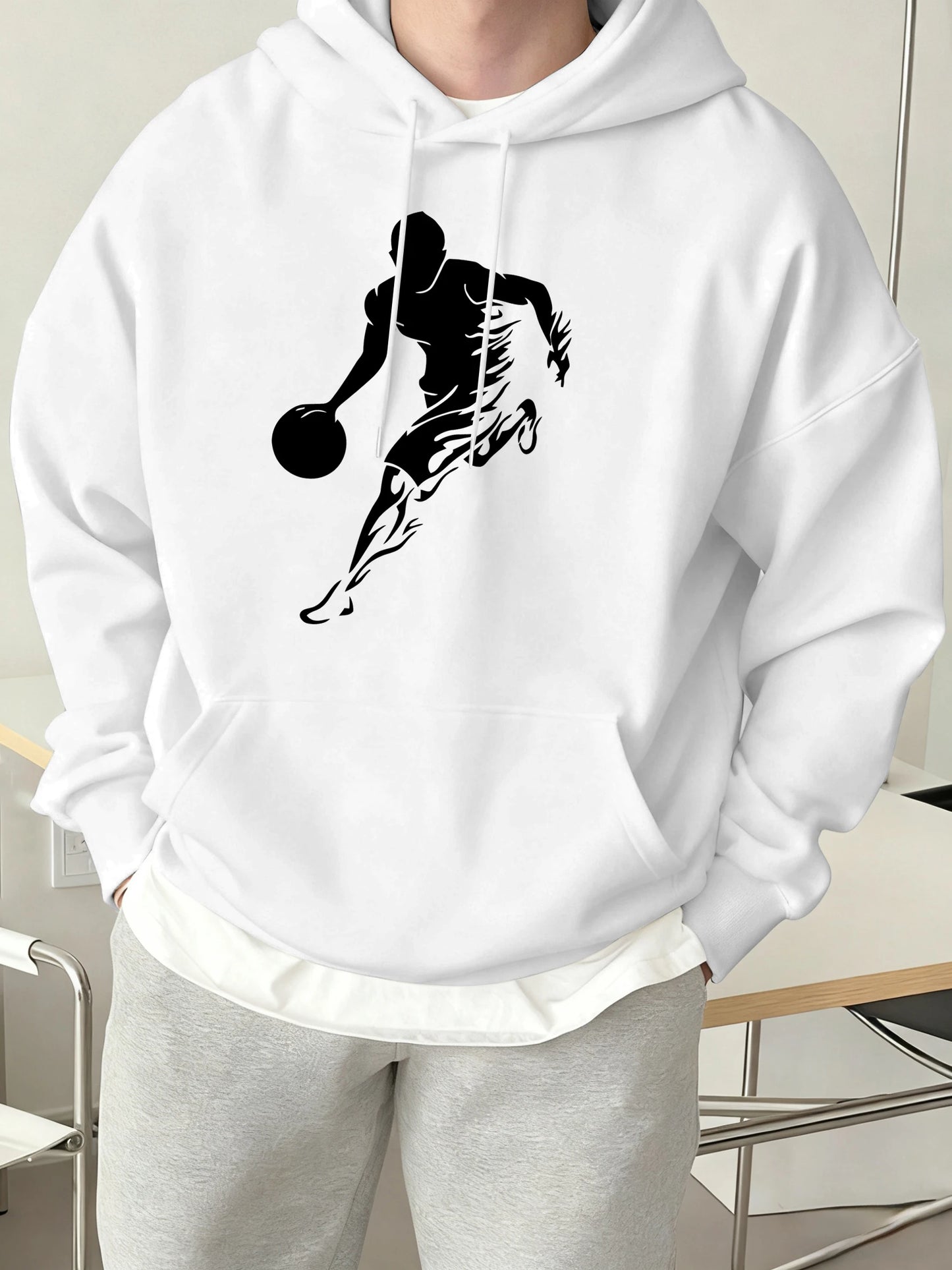 He Is Currently Playing Basketball Prints Men Hoodies Hip Hop Sport Pullovers Casual Loose Streetwear Fleece 12 Color Sweatshirt