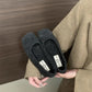 Fashion Square Toe Fleece Flet Ballet Flats Woman Winter Warm Wool Mary Jane Shoes Ladies Brand Design Elegant Plush Loafers