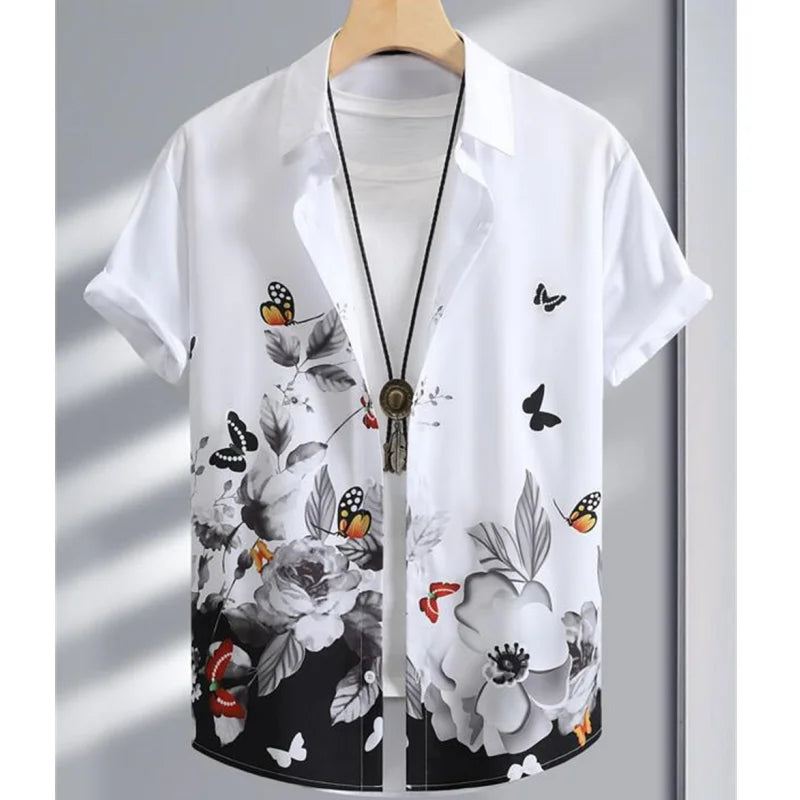 Oversized Hawaiian Simple Men'S Shirt Fashion 3d Printed Casual Retro Top Loose Wear Every Day Short Sleeved Comfort 2023 Summer