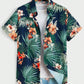 Hawaiian Botanical Flower Print Men's and Women's Short Sleeve Lapel Seaside Button-Down Shirt Top Casual Fashionable Shirts