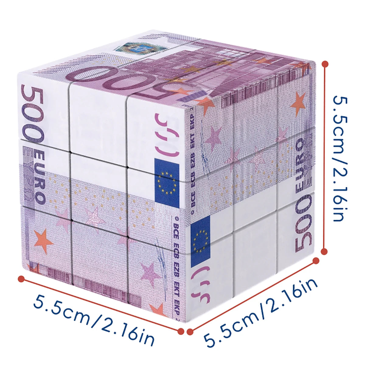 Magic Cube 3x3x3 3D UV printed 500 euros stress-relieving puzzle professional smooth speed game children's toy gift