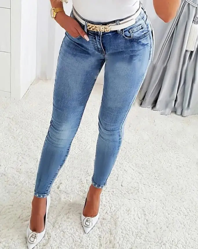 Women's Jeans Fashion Summer 2023 Rhinestone Beads Butterfly Pattern Split Bottom Jeans Tights Casual Versatile Street Clothing