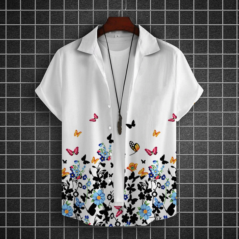 Oversized Hawaiian Simple Men'S Shirt Fashion 3d Printed Casual Retro Top Loose Wear Every Day Short Sleeved Comfort 2023 Summer