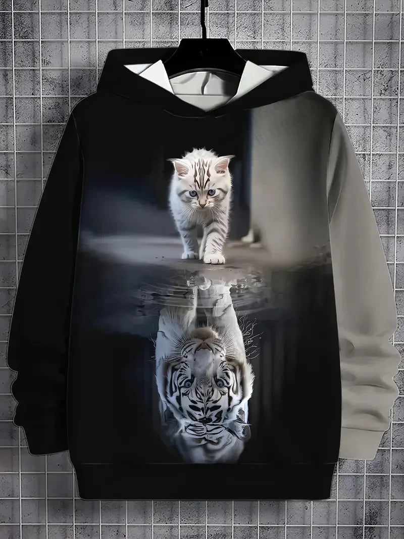 Men's Samurai Cat 3d Print Graphic Hoodies Men Fashion Oversized Hoodie Sweatshirt Coat Sweat Mens Clothes Sudaderas