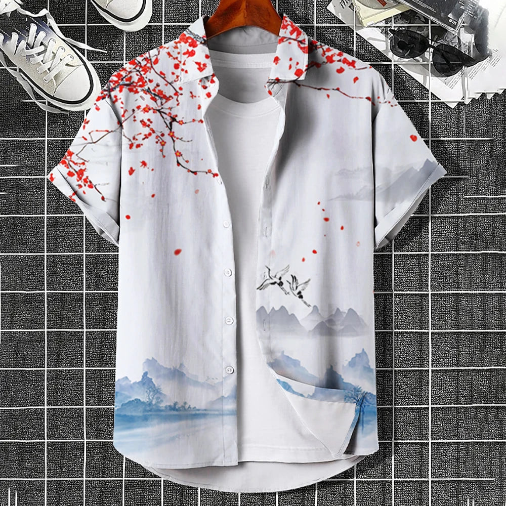 Oversized Hawaiian Simple Men'S Shirt Fashion 3d Printed Casual Retro Top Loose Wear Every Day Short Sleeved Comfort 2023 Summer