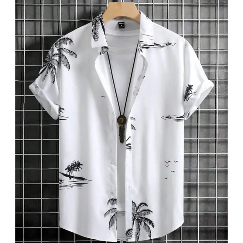 Oversized Hawaiian Simple Men'S Shirt Fashion 3d Printed Casual Retro Top Loose Wear Every Day Short Sleeved Comfort 2023 Summer