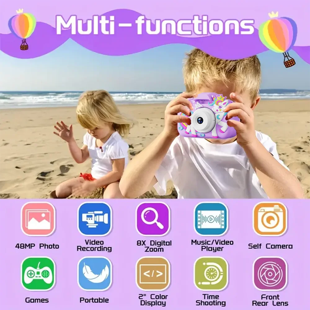 Kids Camera Digital Dual Camera HD 1080P Video Camera Toys with 32GB Card Mini Cam Color Display Children Birthday Gift Kids Toy