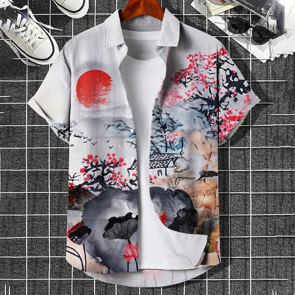 Oversized Hawaiian Simple Men'S Shirt Fashion 3d Printed Casual Retro Top Loose Wear Every Day Short Sleeved Comfort 2023 Summer