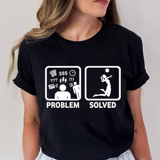 Funny Problem Volleyball Graphic T-shirt Women Summer Clothes T Shirt Short Sleeve Volleyball Graphic Tops Aesthetic Clothing