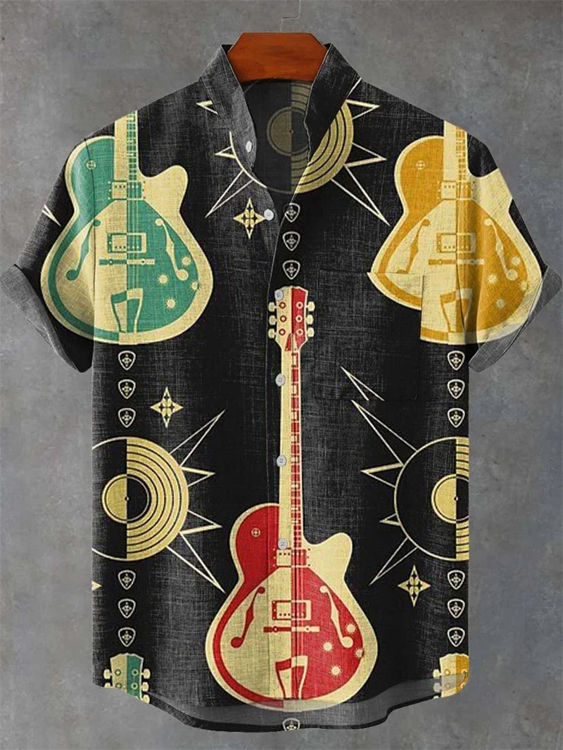 Hawaiian Men's Striped Shirt Man Linen Shirt Short Sleeved Casual Top Sportswear Fashionable Men Style Mens Shirts Short Sleeves