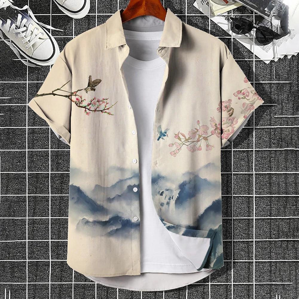 Oversized Hawaiian Simple Men'S Shirt Fashion 3d Printed Casual Retro Top Loose Wear Every Day Short Sleeved Comfort 2023 Summer