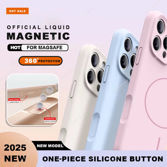 Magnetic Phone Case For iPhone 15 14 16 Plus 16E 11 12 13 16 Pro Max Magsafe Liquid Silicone Official Charging Protector Cover
