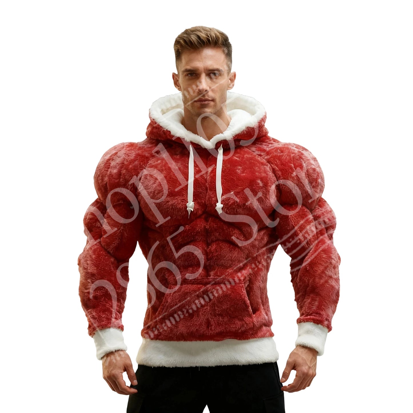 2026 Men's Fashion Flannel Hoodie Pullover Abdominal Muscle Design Sportswear Autumn Winter Casual Long Sleeve Hooded Sweatshirt