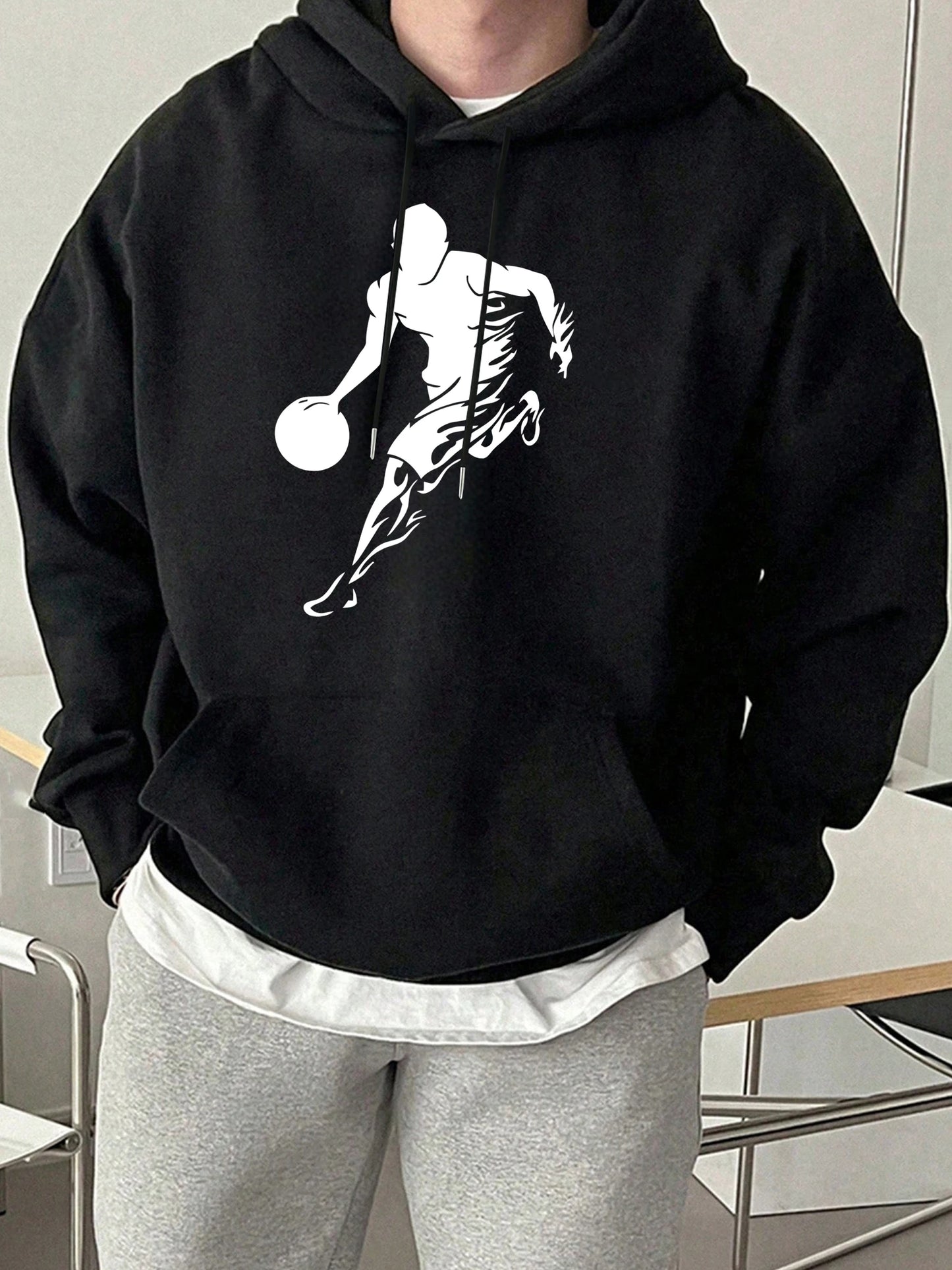 He Is Currently Playing Basketball Prints Men Hoodies Hip Hop Sport Pullovers Casual Loose Streetwear Fleece 12 Color Sweatshirt